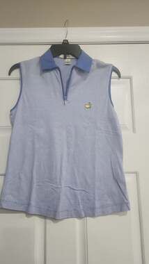 Magnolia Lane The Masters Women's Sleeveless Striped Pima Cotton Quarter-Zip Gol